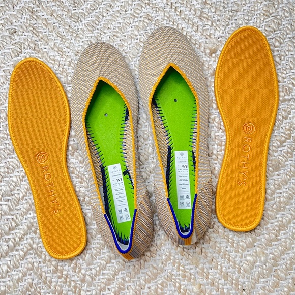 Rothys Rounded Toe Mesh knit Flats, Dandelion Triple Stitch. Size 8 Women Shoes - Picture 10 of 10